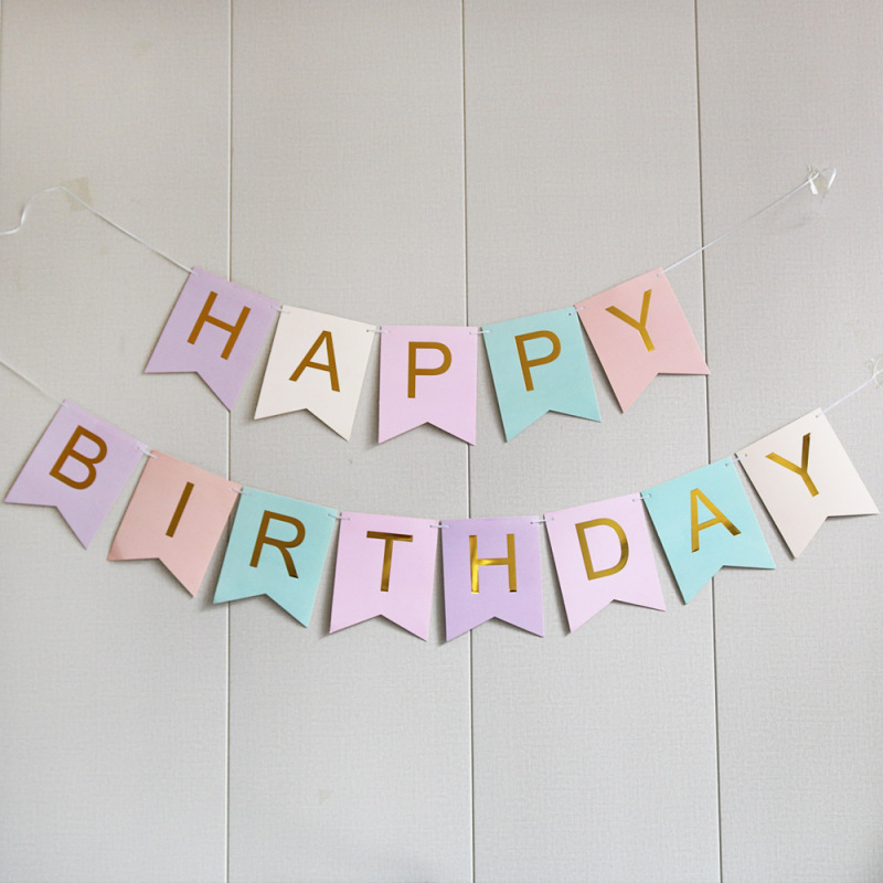 箔押し魚尾誕生日おめでとう旗happy birthdayパーティー装飾誕生日おめでとうバナー花|undefined