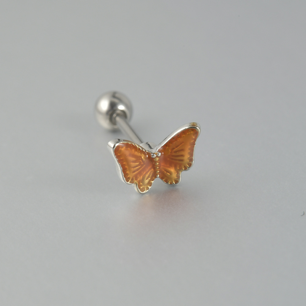 1 Piece Sweet Butterfly Enamel Stainless Steel Plastic Ear Studs display picture 5