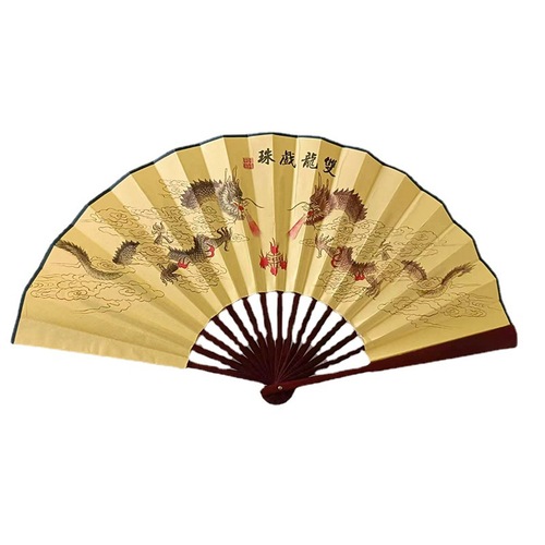 10-inch folding fan silk cloth printing ancient style landscape Chinese style men's fan literary and artistic rotating fan ancient rhyme fan