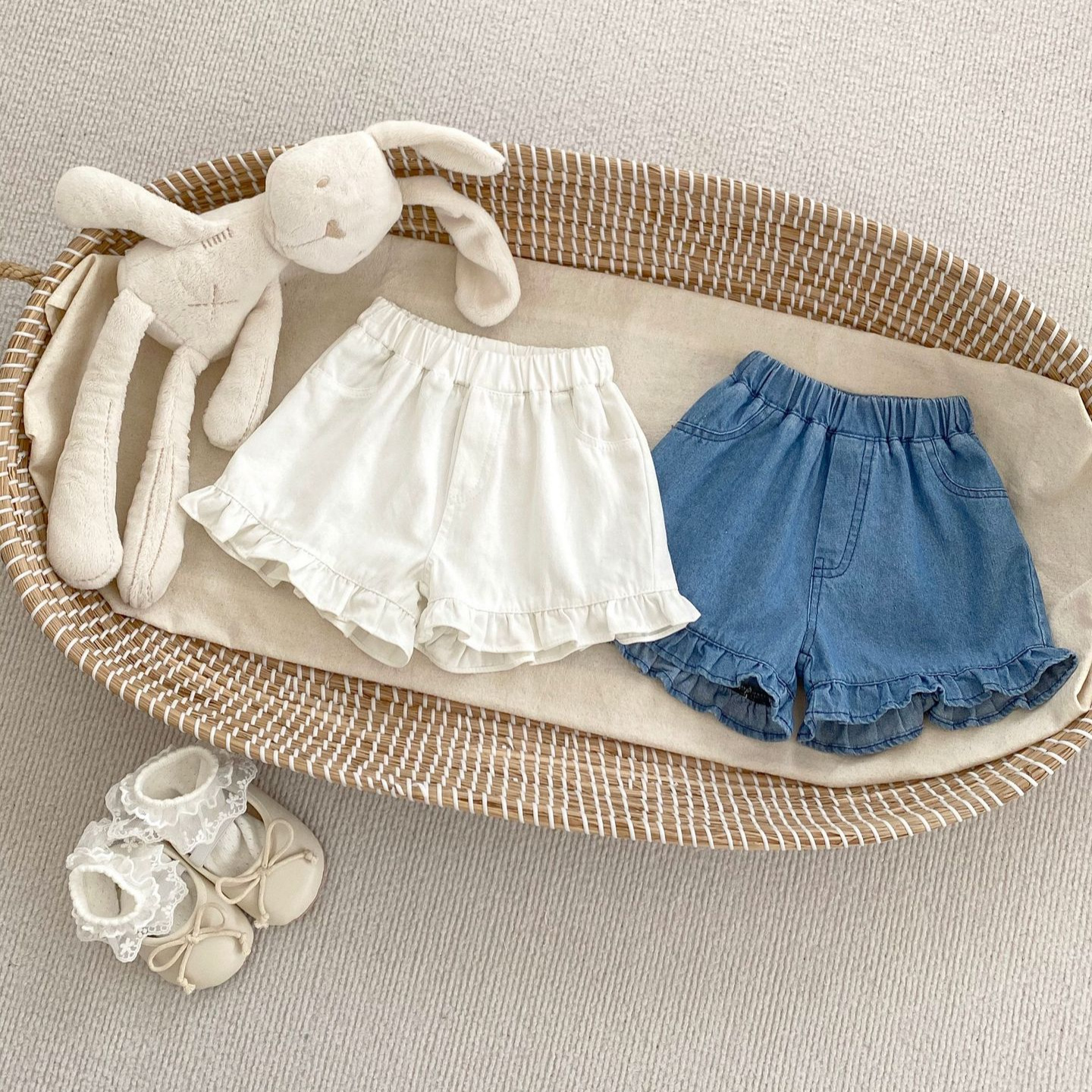 Baby Girl Floral Denim Shorts 2024 Newborn Summer Outfit Versatile Children 1-3 Years Stylish Thin Shorts