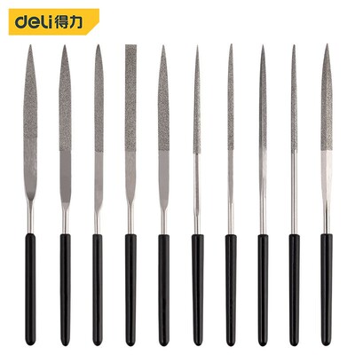 得力（deli）金刚石什锦锉刀钢锉套装金属打磨工具细合金钢砂小挫