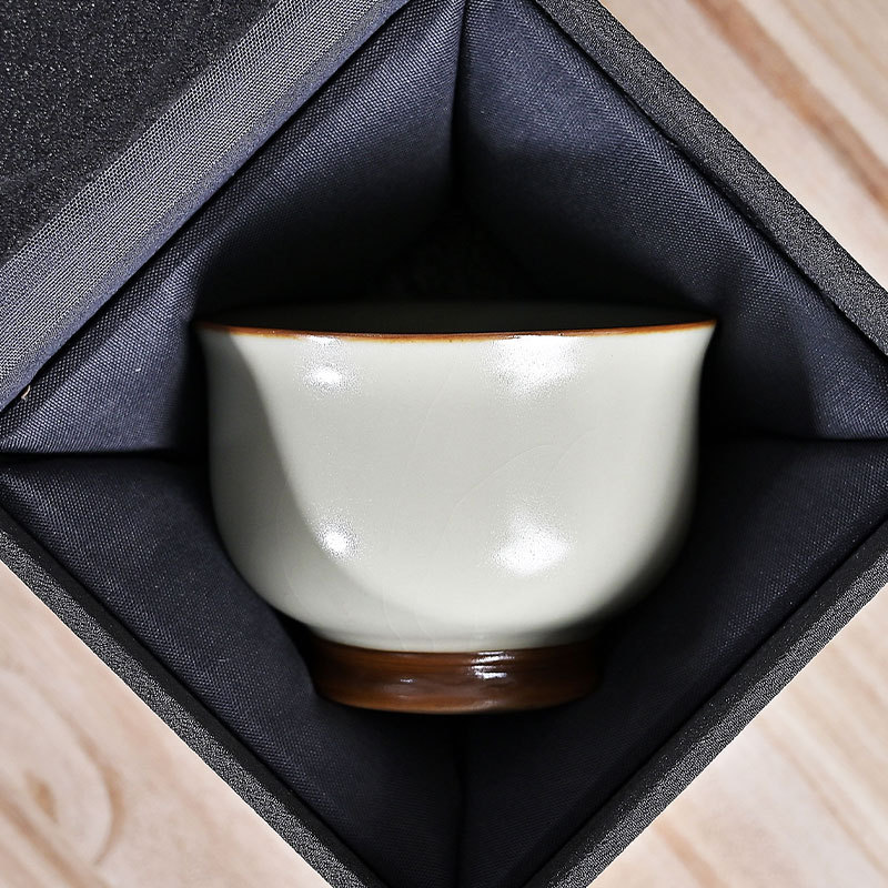 汝窯銅銭主人杯単杯開片可養陶磁器小茶杯茶碗大サイズ品茗杯羅漢杯茶杯|undefined