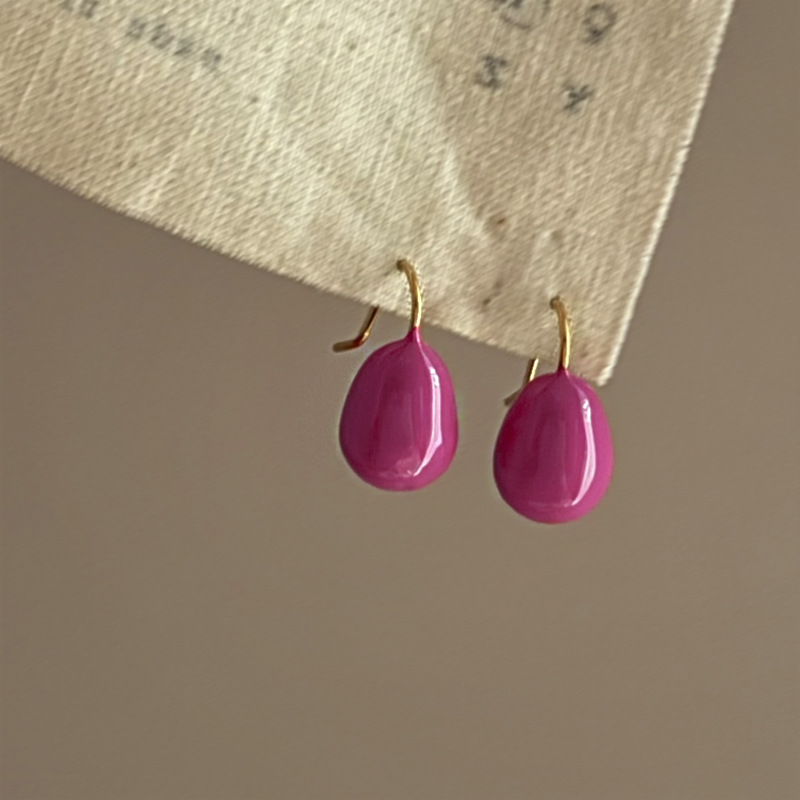 Frijoles dulces del arco iris ~ Pendientes de goteo de aceite de color francés de alta gama Pendientes de sentimiento femenino de temperamento de nicho de lujo ligero