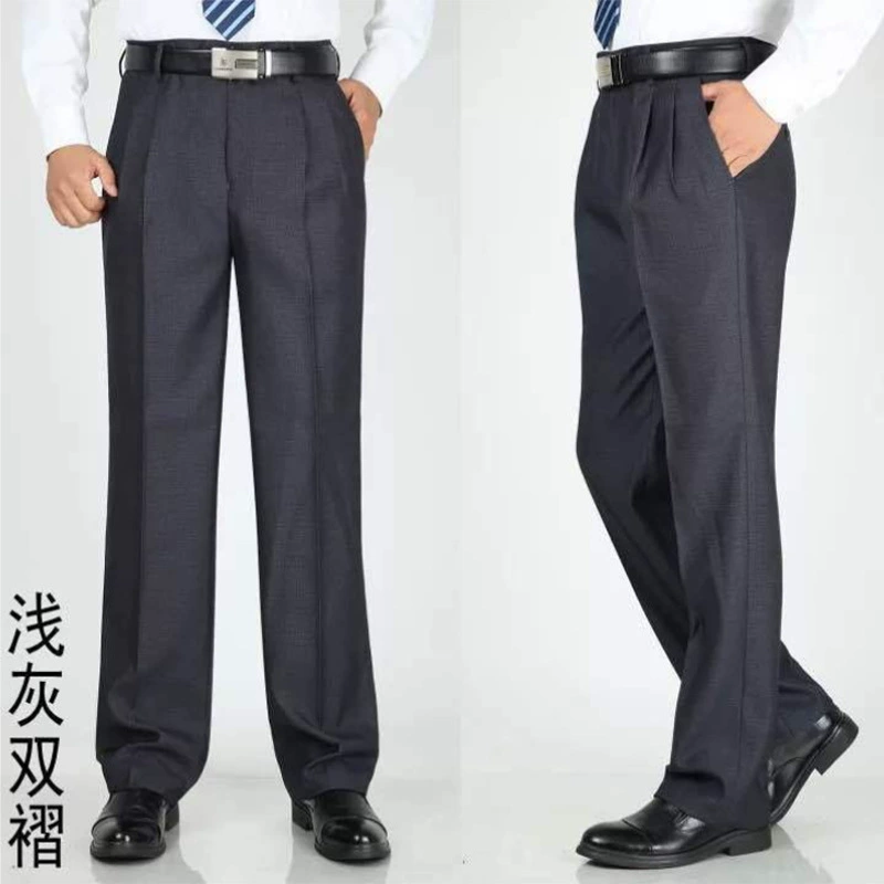Мужские повседневные брюки для среднего возраста на осень-зиму, брюки-«папины», длинные брюки для мужчин среднего и старшего возраста, свободный деловой стиль, немнущиеся, на флисовой подкладке, формальная одежда