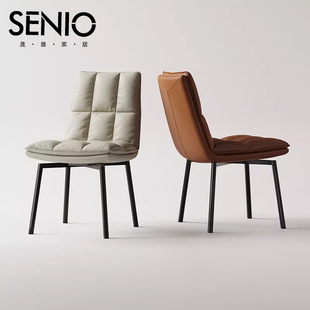 Italian minimalist dining chair, home restaurant dining table and chairs, high-end leather optional backrest chair, desk, makeup stool