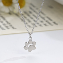 亚马逊爆款S925纯银猫爪项链流行可爱动物脚掌项链脚印吊坠系列