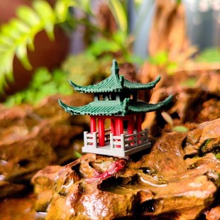 Bonsai micro landscape rockery amphibious tank fish tank landscaping small ornaments Chinese ancient architecture model courtyard study pavilion