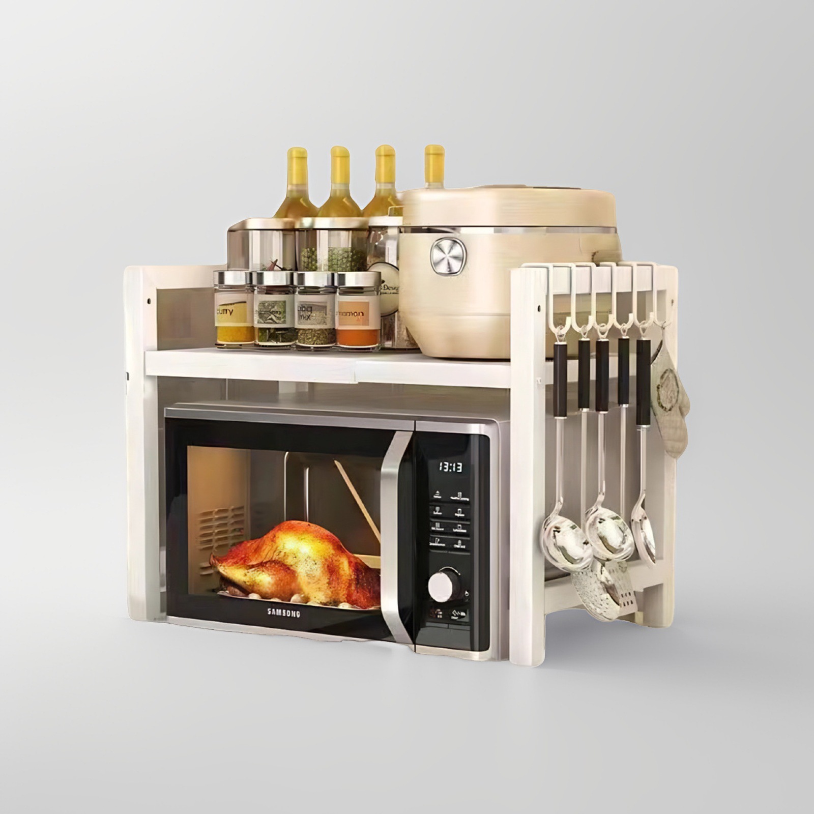 Cross-Border New Kitchen Retractable Storage Rack Microwave Oven Storage Rack Multi-Functional Adjustable Kitchen Storage Rack