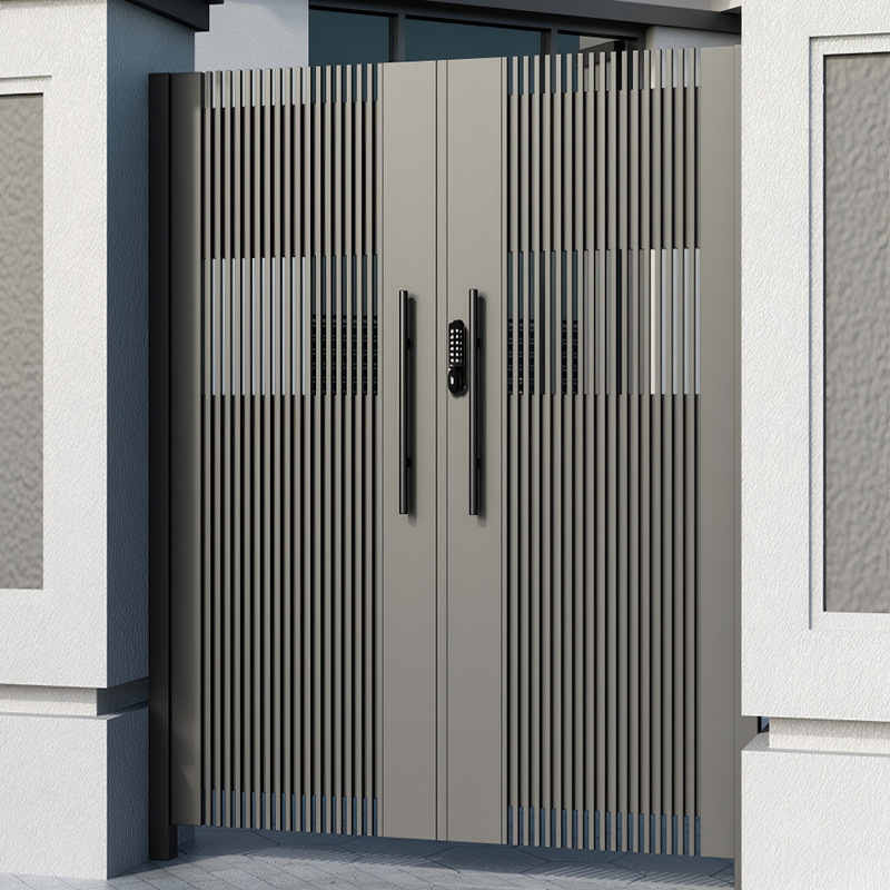 Aluminum Alloy Courtyard Gate for Residential Areas, Outdoor Aluminum Art-Style Villa Yard, Large Rural Self-Built House Aluminum Art-Style Single/Double Door