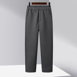 A generation of hair winter fleece-lined thick middle-aged men's elastic waist casual pants straight loose high waist cotton pants men