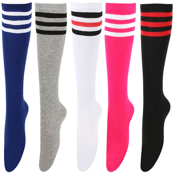 Cross-border mid-calf socks three-stripes women's knee-high socks…