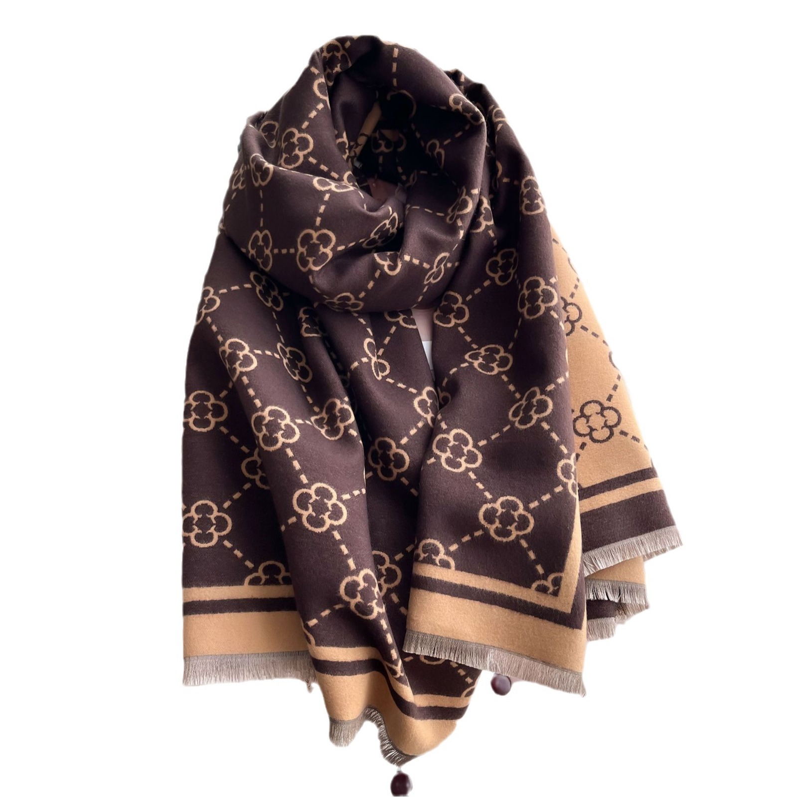 2024 invierno bufandas de cachemir de alta calidad parecidas para mujeres con aire acondicionado doble uso de la capa exterior gruesa del buñuelo caliente