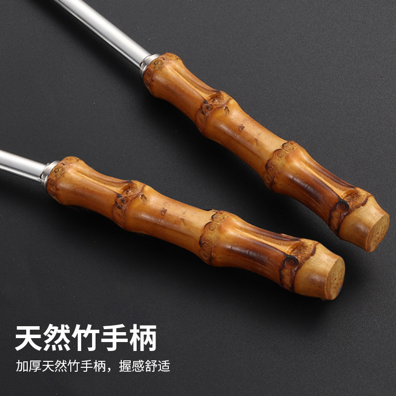 竹柄不锈钢火锅汤勺漏酒店家用加长大号勺料理烹饪勺粥勺汤壳汤漏|undefined