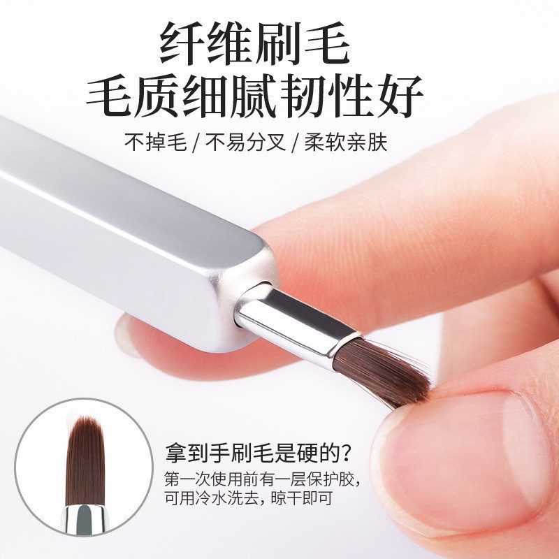 Pincel para labios, pincel para lápiz labial, pincel de maquillaje, retráctil, portátil, con tapa, cabeza redonda, silicona, mini herramienta de belleza para difuminar labios y corrector