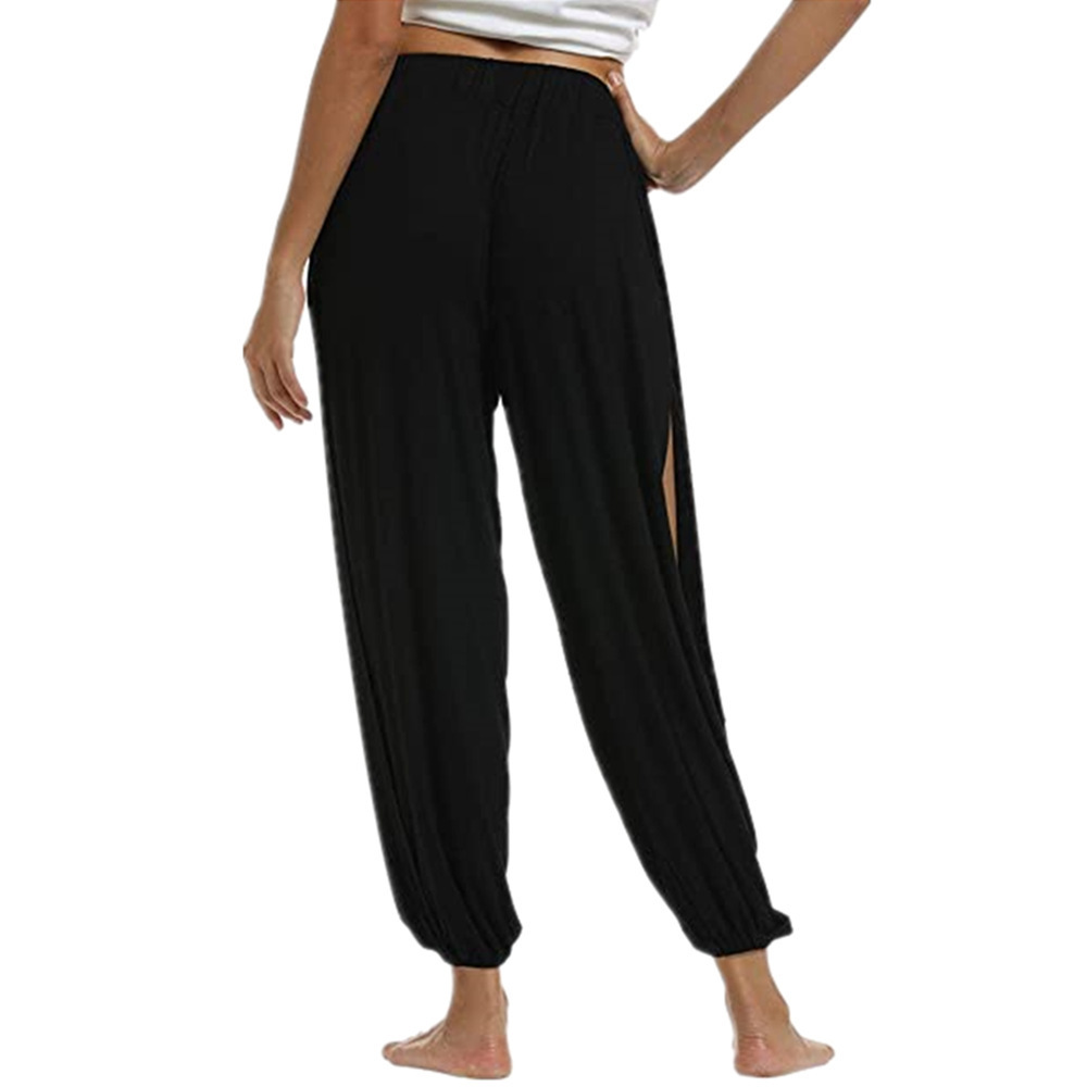 2021跨境亚马逊wisheBay新款欧美女式高开叉嬉皮哈伦裤瑜伽裤详情9