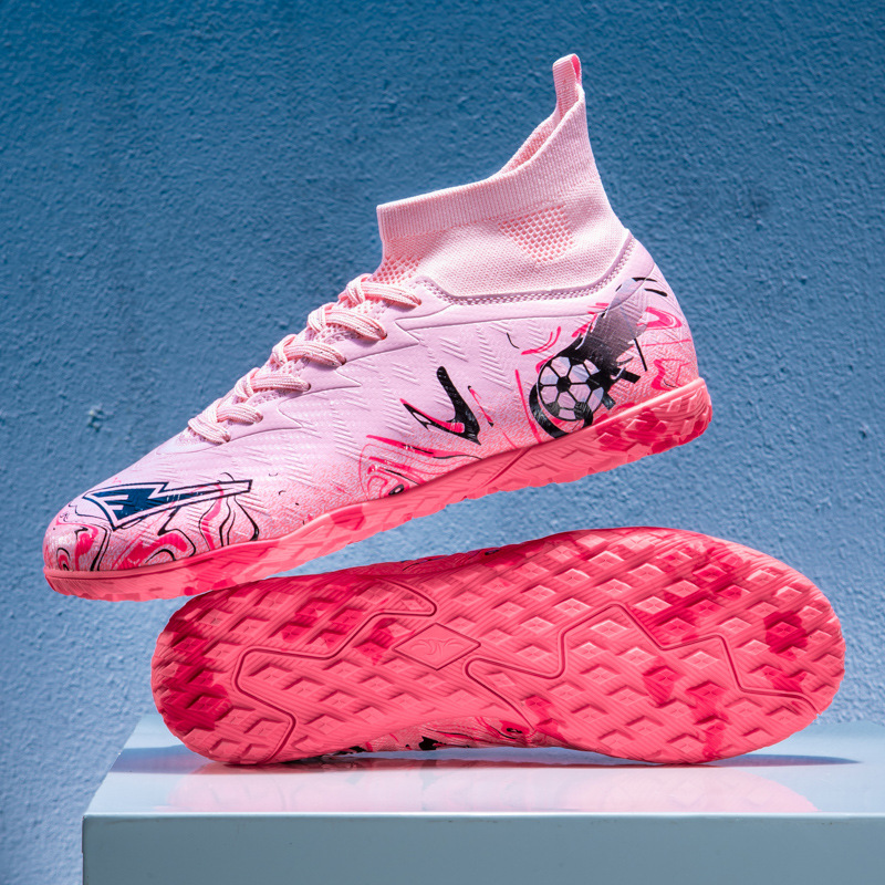 Zapatos de fútbol de clavos transfronterizos de alto impacto para niños y niñas, zapatos de entrenamiento antideslizantes transpirables para adultos, zapatos deportivos de competición de clavos largos