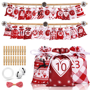 New Christmas advent calendar satin cloth bag countdown party small cloth bag party candy gift bag suit