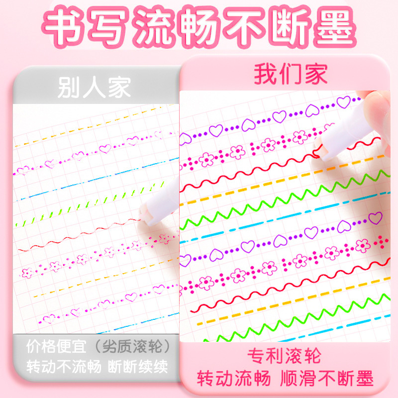 花型輪郭ペン ダブルライン波線ペン 速乾マーカー ハンドブックペン カラフル学生文具蛍光ペン|undefined