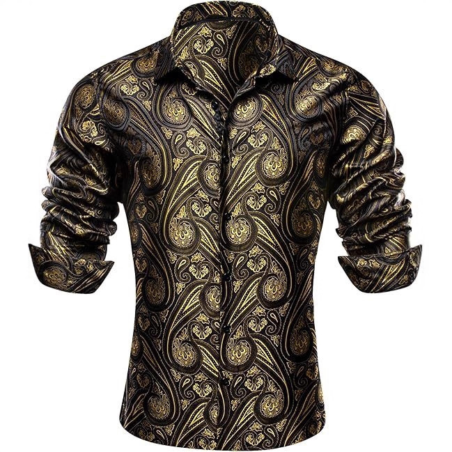 Amazon's Best-Selling Autumn and Winter New Men's Retro Printed Long-Sleeved Shirts, Fashionable and Personalized Party Shirts