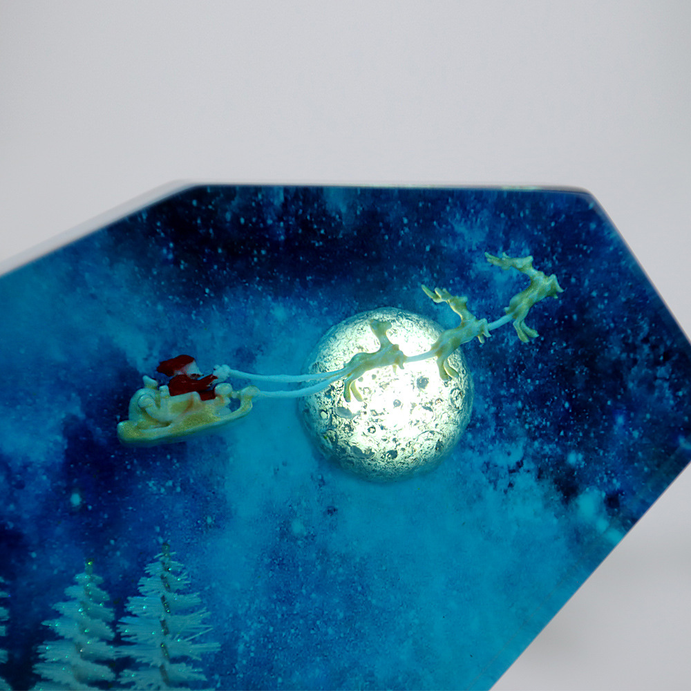  New Creative  Christmas Micro Landscape Resin Nightlight European Old Man Moon Ornaments Crafts Tide