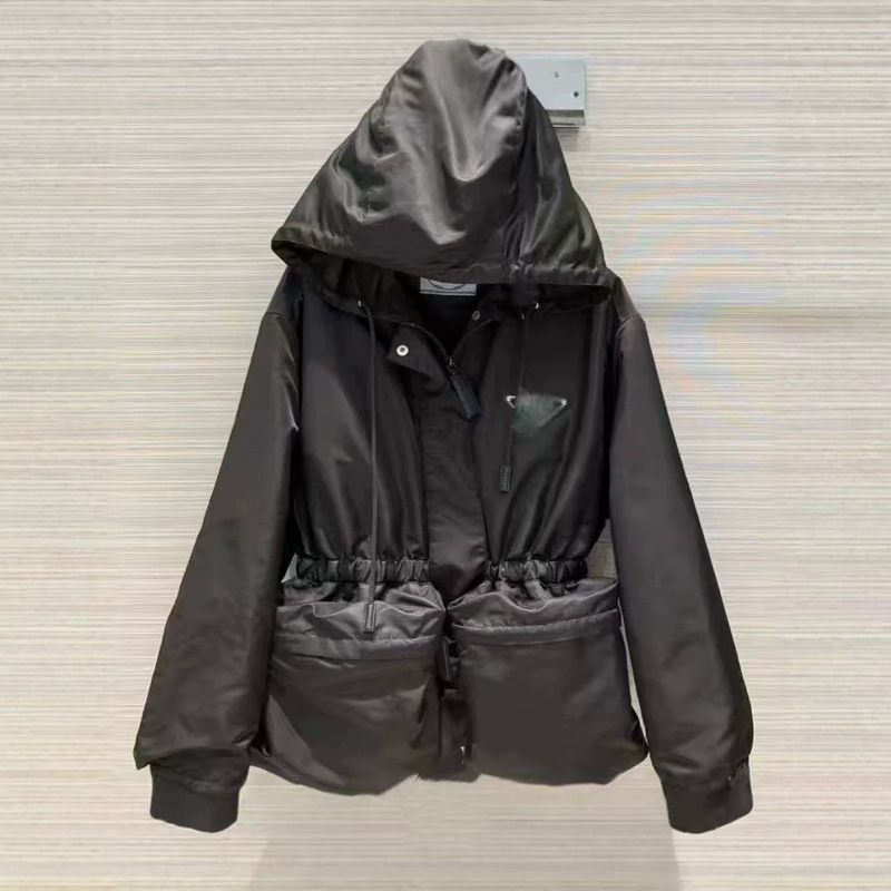 Nanyou P brand hooded jacket, new autumn fashion casual women's clothing, drawstring large pocket slim-fit short trench coat trendy Nanyou P brand hooded jacket, new autumn fashion casual women's clothing, drawstring large pocket slim-fit short trench coat trendy
