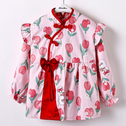 Children's Long-Sleeve Pure Cotton Overalls Direct Sale from Factory, Stylish for Girls, Baby Anti-Stain Protective Clothing, Eating Apron for Infants