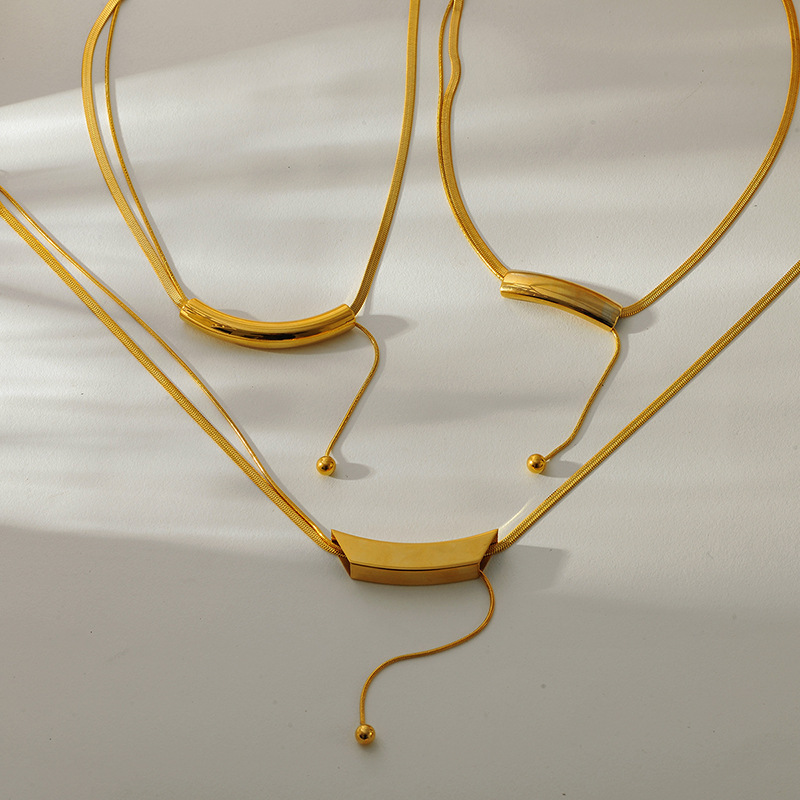 Pendant Necklace Classification Titanium Steel Chain Material Wholesale Jewelry Simple Style Solid Color Titanium Steel Plating Pendant Necklace Snake Chain