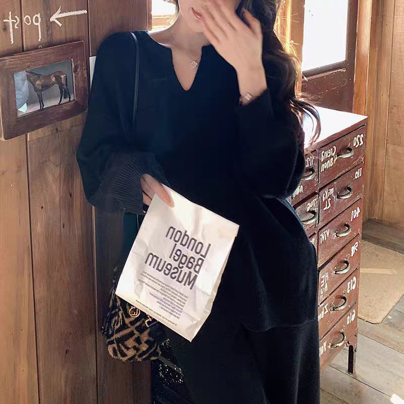 跨境半开V领毛衣套装女秋冬新款高级感宽松阔腿裤+针织衫两件套|undefined