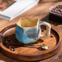 异形马克杯跨境专供复古陶瓷杯粗陶窑变咖啡杯高颜值杯子拿铁水杯