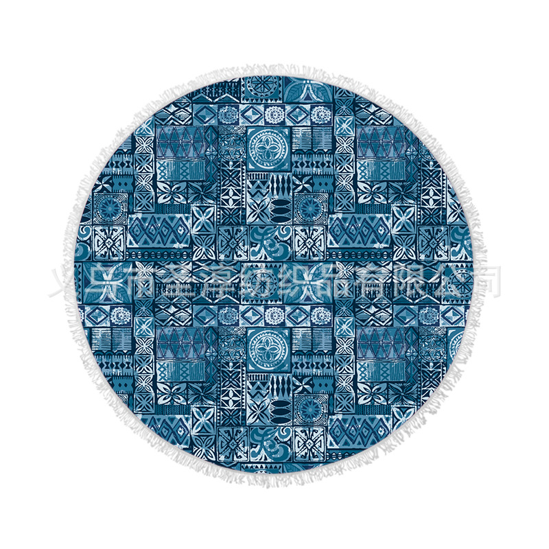 Toalla de playa redonda microfibra con borla impresión imprimible protector solar Toalla de baño fábrica al por mayor