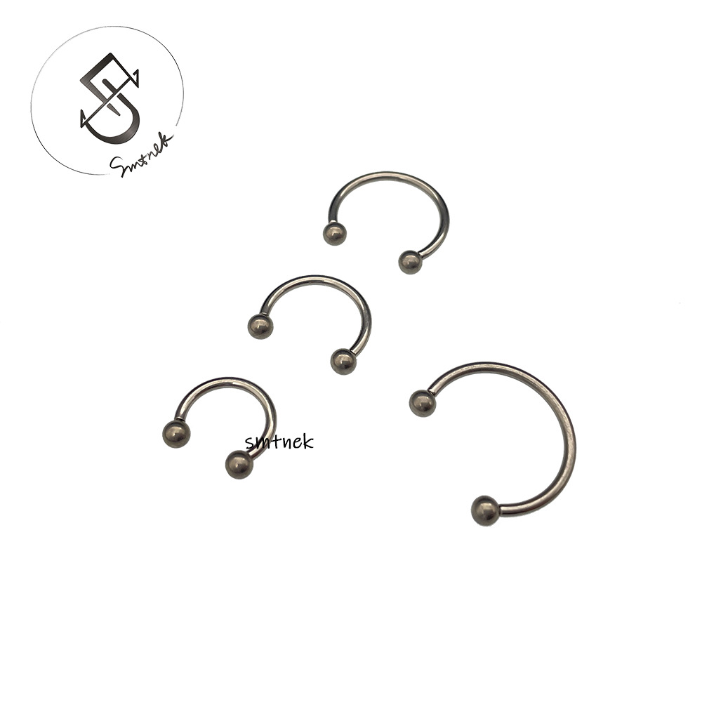 SMTNEK G23 Titanium Alloy Inlay Horseshoe Stud Polished Lip Stud Earring Nose Stud Piercing Jewelry