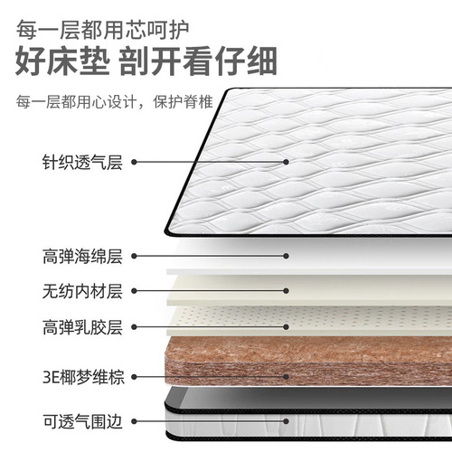 1.5m Coconut Palm Mattress Wholesale Household Eco-Friendly Coconut Palm Pad Renting House Latex Coconut Palm Foldable Harder Palm Pad 