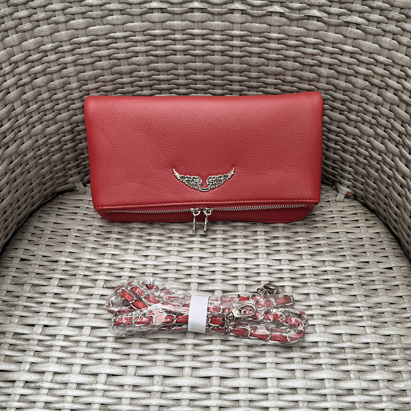 Red lychee pattern silver diamond hardware