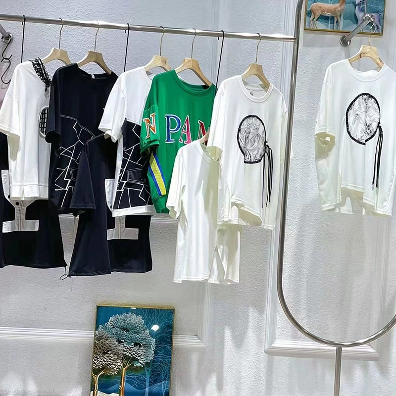 Amazon Мода нерегулярная сшитая футболка с короткими рукавами