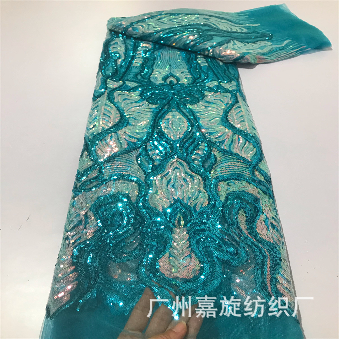 Malla de poliéster africano lentejuelas encaje europeo y americano DIY elegante vestido de novia vestido etapa rendimiento ropa tela JX3957 image 13