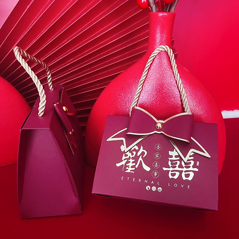 Gift box with bow, linen bag, high-quality style