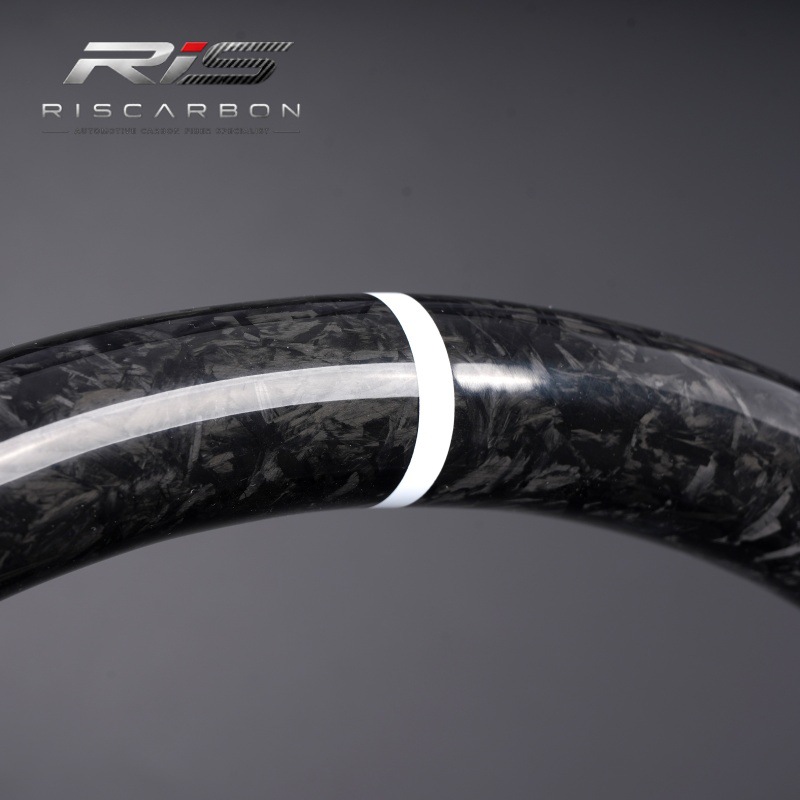Black forged carbon fiber flat-bottom steering wheel compatible with BMW F30F10F11F15F16F20F25F18