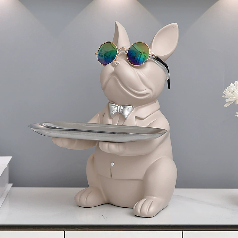Скандинавский Французский бульдог Скульптура Статуя собаки Вход Хранение ключей Украшения Копилка Сменный горшок