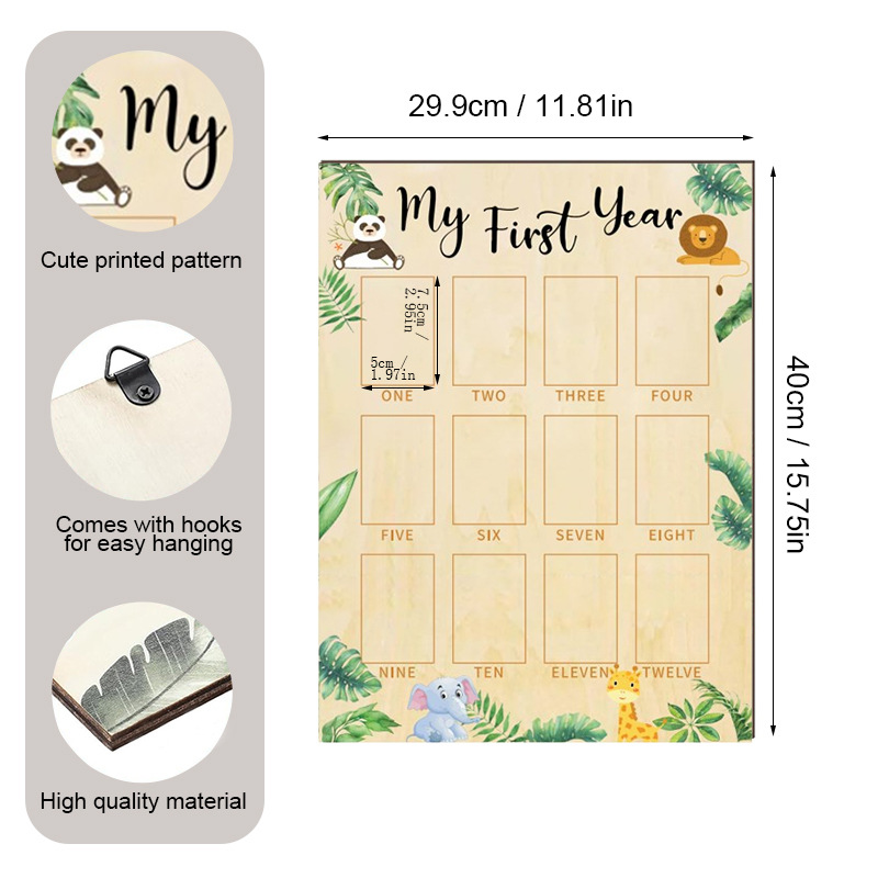 Tablero conmemorativo de hito de crecimiento de recién nacido de madera transfronteriza, pared de fotos de registro de crecimiento de bebé, foto de madre e hijo