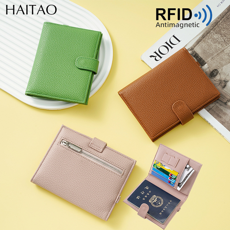 Comercio exterior nuevo bolso de pasaporte de cuero super delgado multifuncional certificado bolso de almacenamiento cremallera clip de pasaporte de viaje