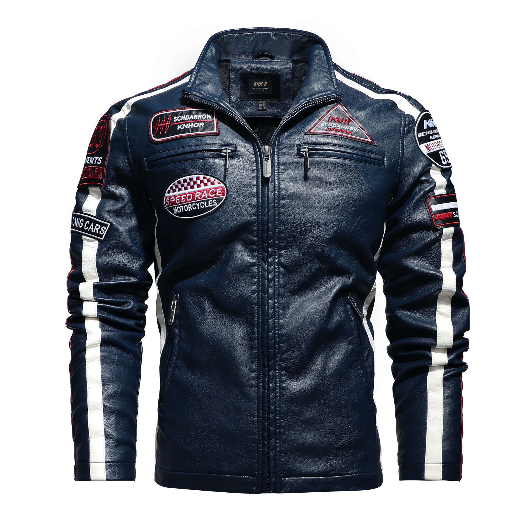 Herren Motorrad Lederjacke für Herbst und Winter, Street Wear, PU Samt Plus_voghion.com