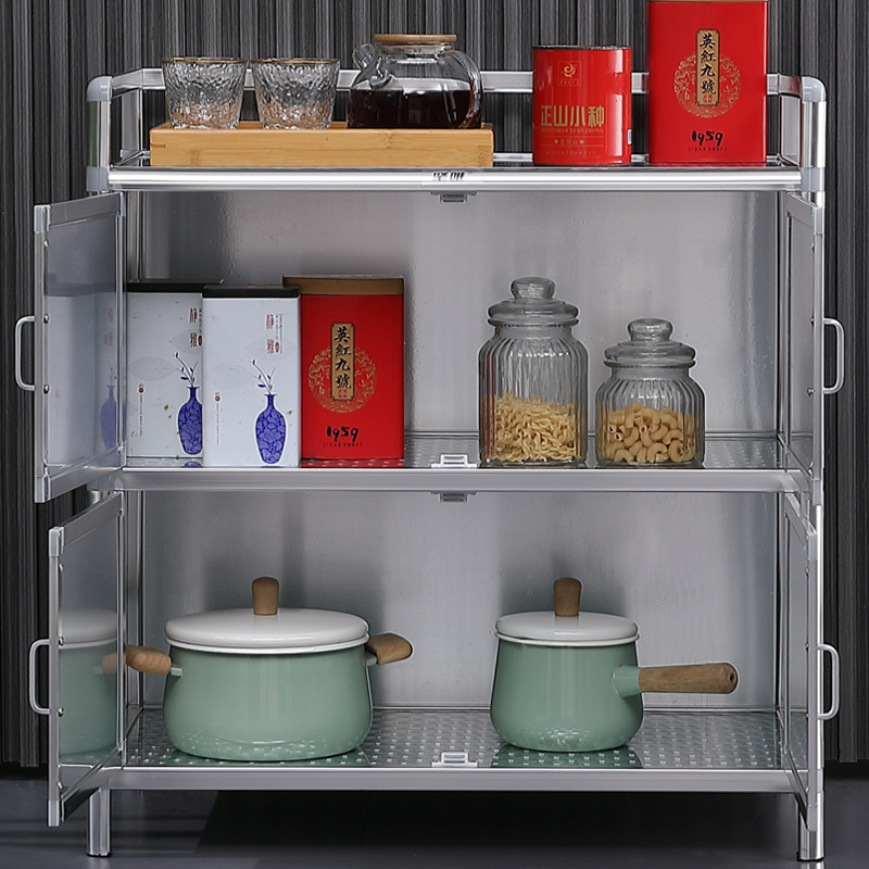 Economía de aleación de aluminio cocina armario armario de almacenamiento doméstico armario de té armario de comedor balcón armario de almacenamiento multicapa armario
