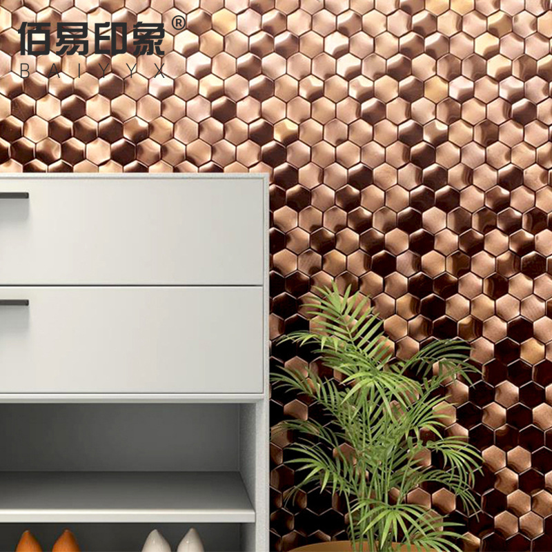 3D Stereo Metal Mosaic Tile Bathroom Kitchen Restaurant Bathroom Nordic Stainless Steel TV Background Wall Tile