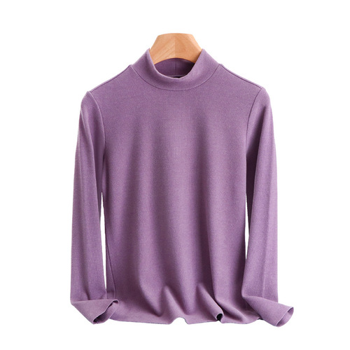New Autumn and Winter Half-Turtle Collar Muscle Bottoming German Velvet Double Brushed Bottoming Shirt Women's Fever Hyaluronic Acid Goddess Warm Top
