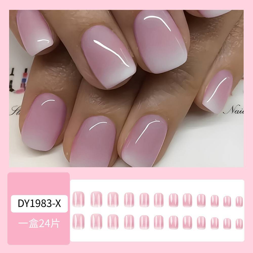 Comercio extranjero mejor vendido polvo blanco gradiente de manicure francés aire suave desgaste de uñas 24 piezas de parche de uñas image 7
