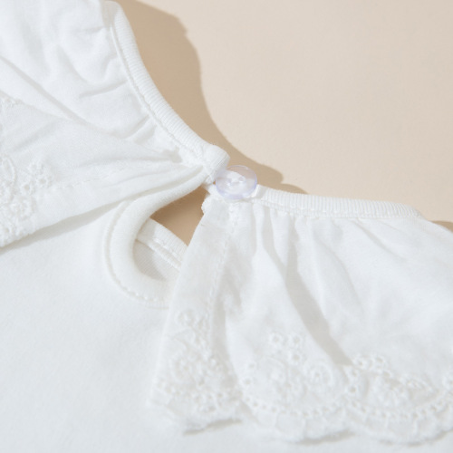 Baby Girls Spring and Autumn T-Shirt Pure Cotton Top Crew Neck Cute Long Sleeve Baby Doll Collar Base Shirt Autumn Clothes