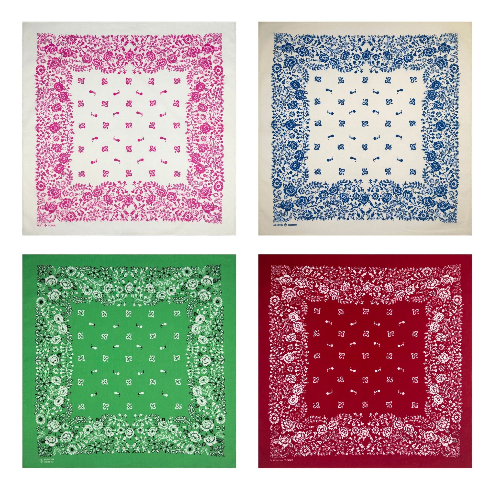 Cotton 55X55Cm American Retro Flower Square Scarf Hip-Hop Sports Cycling Printed Face Scarf Headscarf Factory Direct Hair