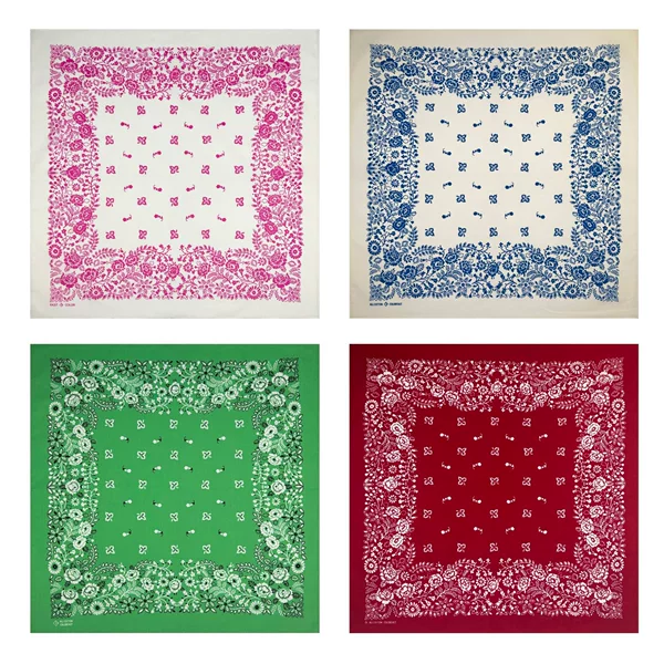 Cotton 55X55Cm American Retro Flower Square Scarf Hip-Hop Sports Cycling Printed Face Scarf Headscarf Factory Direct Hair