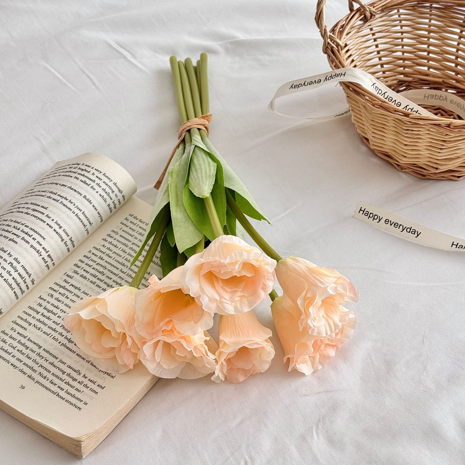 Estilo coreano simple Eustoma flor artificial ramo de mano flor falsa sala de estar mesa decoración del hogar flores accesorios de fotografía