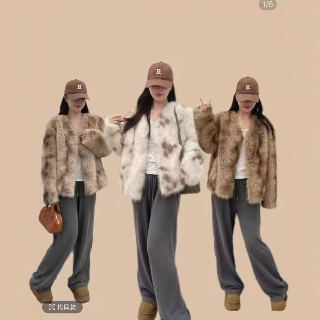 Amazon Европейская и американская трансграничная зимняя куртка с узором дракона 2025 года, верхняя одежда из искусственного меха лисы, женская куртка с большими лацканами, ветровка